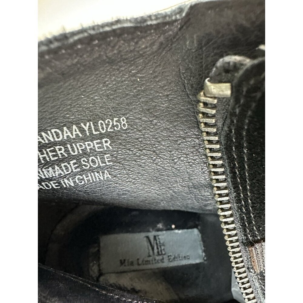 Mia Limited Edition Black Leather Studded Jeweled Ankle Boots Women’s Size 9M - Picture 10 of 10